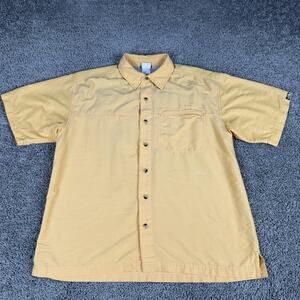 The North Face Shirt Mens Medium Yellow Check Short Sleeve Button Front Outdoor